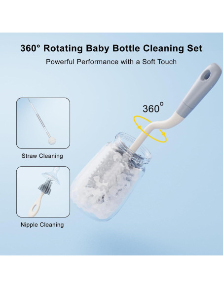 Juego de Cepillos de Botellas ePiiChua 3 en 1 Silicona Gris