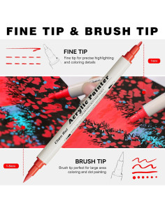 12 Marcadores Acrílicos GenuisArt Doble Punta Multicolor 0.5mm 2