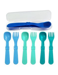 Juego de Utensilios para Niños Re-Play - 8 Piezas Azul 14.7 cm