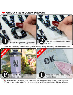 Stickers Letras Rhinestone Locacrystal 34Pcs 4cm Negro 2