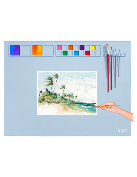 Mat de Silicona Extra Grande Foepoge 80x60cm Azul con Paletas