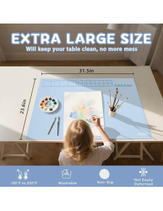 Mat de Silicona Extra Grande Foepoge 80x60cm Azul con Paletas 2