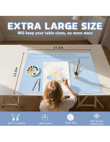 Mat de Silicona Extra Grande Foepoge 80x60cm Azul con Paletas