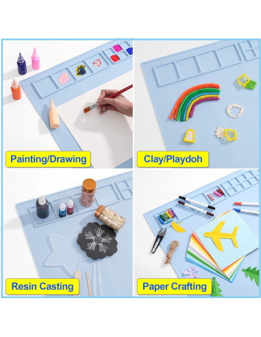 Mat de Silicona Extra Grande Foepoge 80x60cm Azul con Paletas