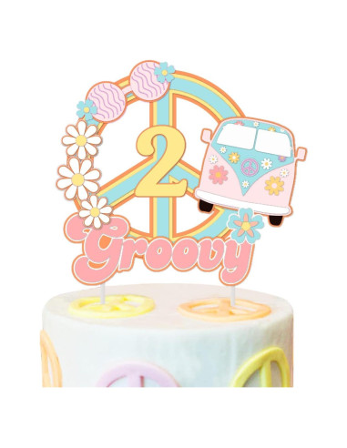 Adorno de Pastel 2 Groovy Cheereveal Rosa 15x17 cm