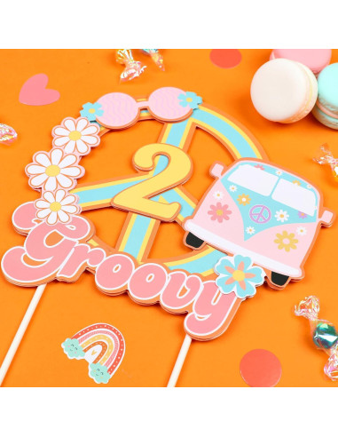 Adorno de Pastel 2 Groovy Cheereveal Rosa 15x17 cm