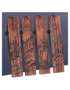 Set de 4 Marcadores de Madera Natural WSICSE Aventura