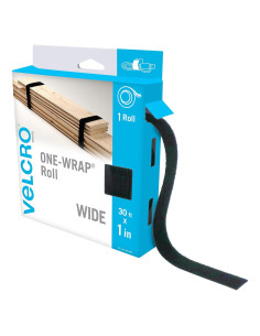 Correas Anchas VELCRO 1 pulg x 9 m Reutilizables Negro