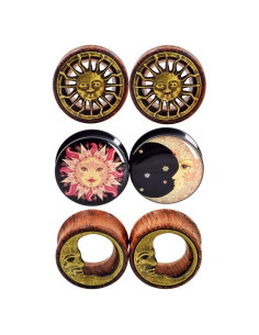 Set de Tapones de Estiramiento de Orejas Qmcandy 6 Piezas Madera Acrílica