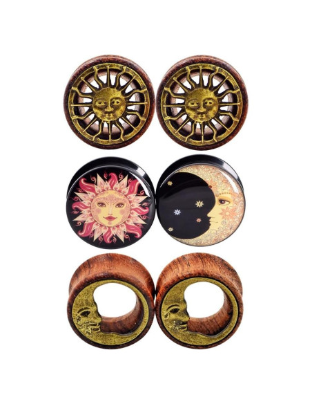 Set de Tapones de Estiramiento de Orejas Qmcandy 6 Piezas Madera Acrílica Set de Tapones de Estiramiento de Orejas Qmcandy 6 Piezas Madera Acrílica