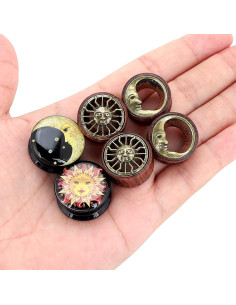 Set de Tapones de Estiramiento de Orejas Qmcandy 6 Piezas Madera Acrílica 2