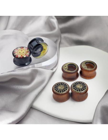 Set de Tapones de Estiramiento de Orejas Qmcandy 6 Piezas Madera Acrílica Set de Tapones de Estiramiento de Orejas Qmcandy 6 Piezas Madera Acrílica