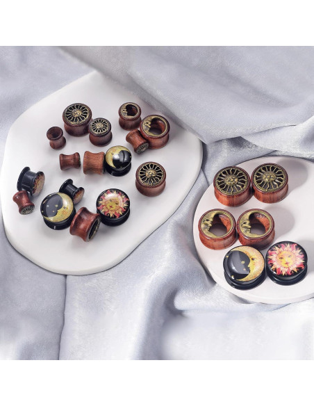 Set de Tapones de Estiramiento de Orejas Qmcandy 6 Piezas Madera Acrílica Set de Tapones de Estiramiento de Orejas Qmcandy 6 Piezas Madera Acrílica