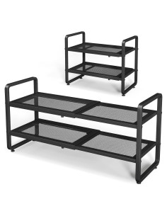 Estante para Zapatos SNTD Negro Ajustable 2 Niveles Expandible