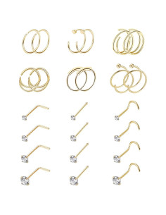 Set de 24 Anillos de Nariz Vegolita 22G Acero Inoxidable