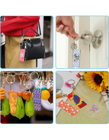 Conjunto de 120 Blanks de Llaveros Acrílicos Duufin 7x3cm