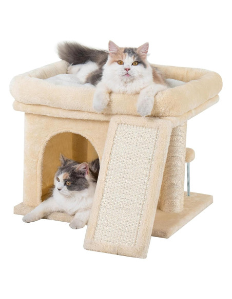 Torre de Árbol para Gatos Aechonow 35.56 cm Beige con Plataforma