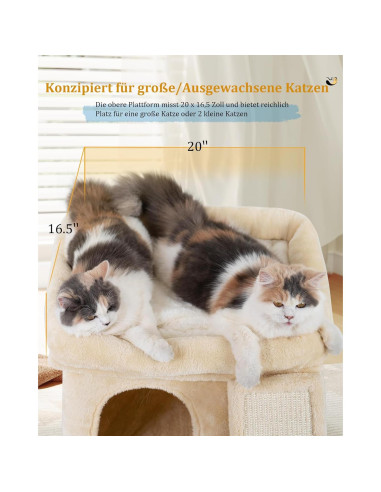 Torre de Árbol para Gatos Aechonow 35.56 cm Beige con Plataforma