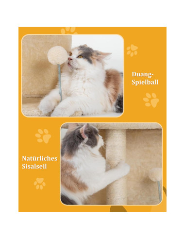 Torre de Árbol para Gatos Aechonow 35.56 cm Beige con Plataforma