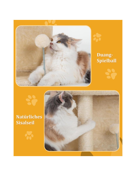 Torre de Árbol para Gatos Aechonow 35.56 cm Beige con Plataforma