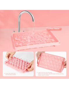 Juego de 2 bandejas de hielo redondas Waybesty 66PCS 2