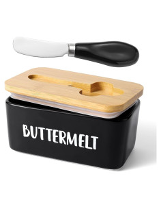 Plato para Mantequilla Cerámica ButterMelt con Tapa y Cuchillo 16x8.9cm