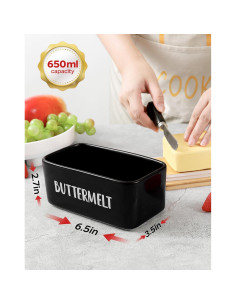 Plato para Mantequilla Cerámica ButterMelt con Tapa y Cuchillo 16x8.9cm 2