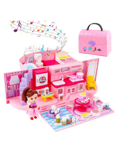 Casa de Muñecas Portátil de deAO con Luz y Música 25,4 cm
