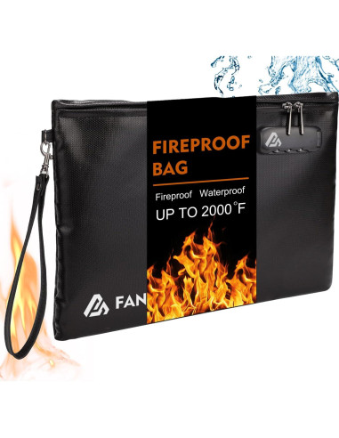 Bolsa a Prueba de Fuego FANCROU 36.8x29.2cm Negra con Cerradura