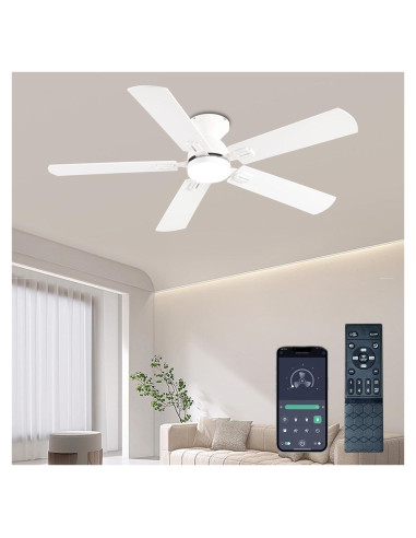 Ventilador de Techo GJeg 52" Blanco con Luz y Control Remoto