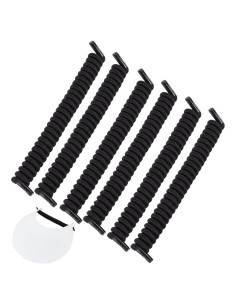 Cordones Rizados Elásticos BENECREAT 6 Pares Negro 15cm