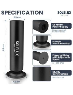 Lima Eléctrica SoleLux SLECR002 con 60 Almohadillas - Negro 2
