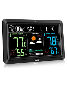 Estación Meteorológica HODIK Reloj Atómico Inalámbrico Negro