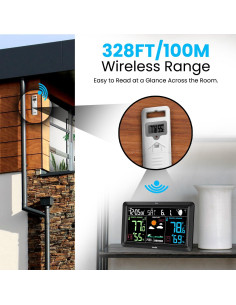 Estación Meteorológica HODIK Reloj Atómico Inalámbrico Negro 2