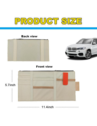 Organizador de Visera de Coche Povtii Beige 29x14.5 cm Multi-Bolsillo