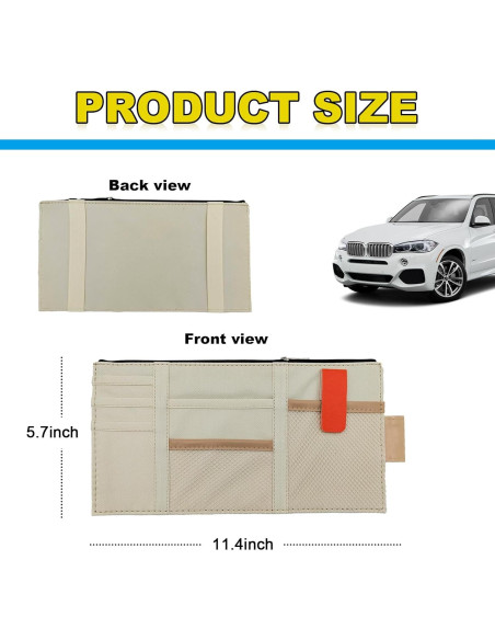 Organizador de Visera de Coche Povtii Beige 29x14.5 cm Multi-Bolsillo