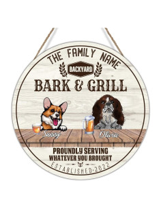 Cartel de Madera Personalizado Corgi y Spaniel Francés 25x25cm