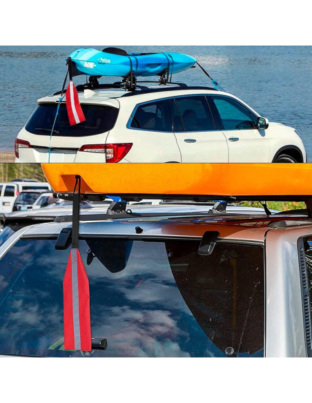 2 PCS Bandera de Seguridad Emsiok para Kayak Roja Reflectante