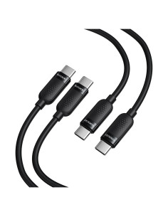 Cable USB C 60W Carga Rápida Silicona 1m Negro - 2Pack