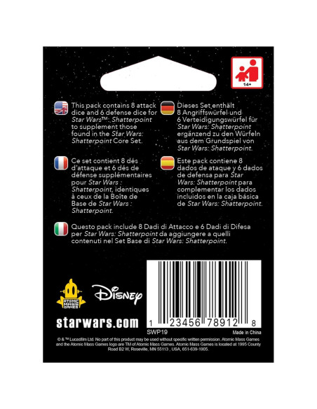 Paquete de Dados Star Wars Shatterpoint - 14+ 2 Jugadores Paquete de Dados Star Wars Shatterpoint - 14+ 2 Jugadores