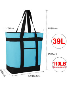 Bolsa Térmica Reutilizable 39L Azul para Comida y Compras 2