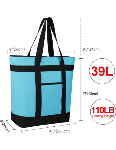 Bolsa Térmica Reutilizable 39L Azul para Comida y Compras Bolsa Térmica Reutilizable 39L Azul para Comida y Compras