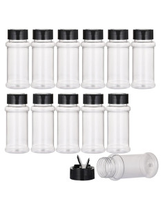 FEOOWV 12 Tarros Plásticos para Especias 100ml con Tapa Doble