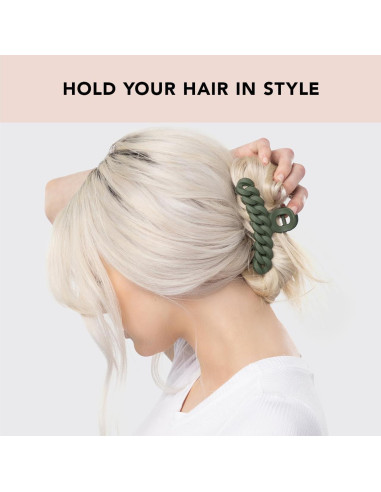 Set de Clips de Garra Grande Kitsch para Cabello Grueso (3pc) Negro/Musgo