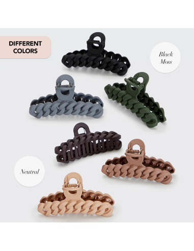 Set de Clips de Garra Grande Kitsch para Cabello Grueso (3pc) Negro/Musgo