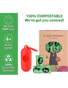 Bolsas de Poo Biodegradables WDFAACK 240 Unidades Verde 2