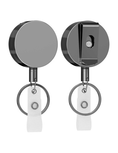 Portatarjetas Retráctil KTRIO 2 Pack Metal Negro Pequeño