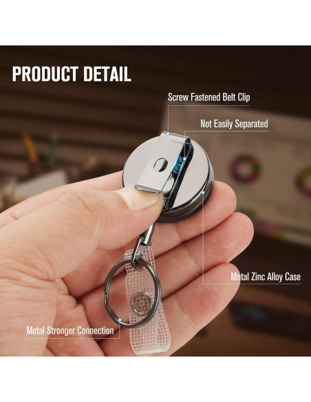 Portatarjetas Retráctil KTRIO 2 Pack Metal Negro Pequeño