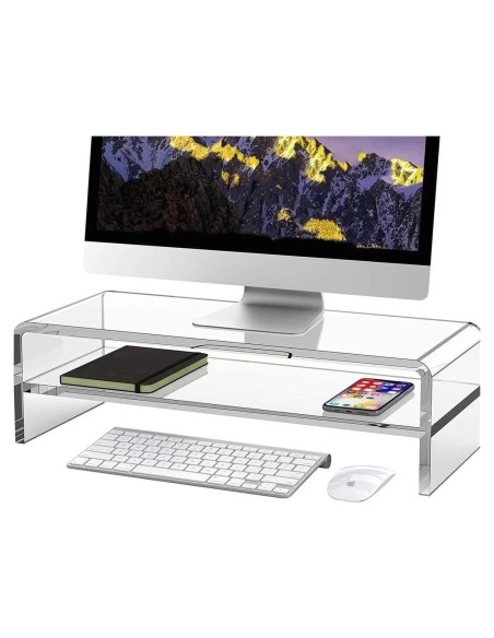 Soporte de Monitor Acrílico Wymexen 2 Niveles 40.6x20.3 cm