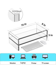 Soporte de Monitor Acrílico Wymexen 2 Niveles 40.6x20.3 cm 2